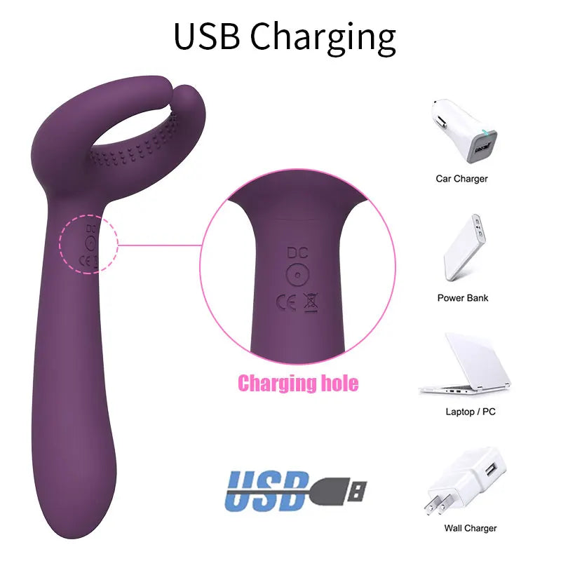 3 Motors Powerful Vibrators for Couples G-Spot Stimulator Men Penis Ring Female Vagina Anal Masturbator Adult Sex Toys for Woman
