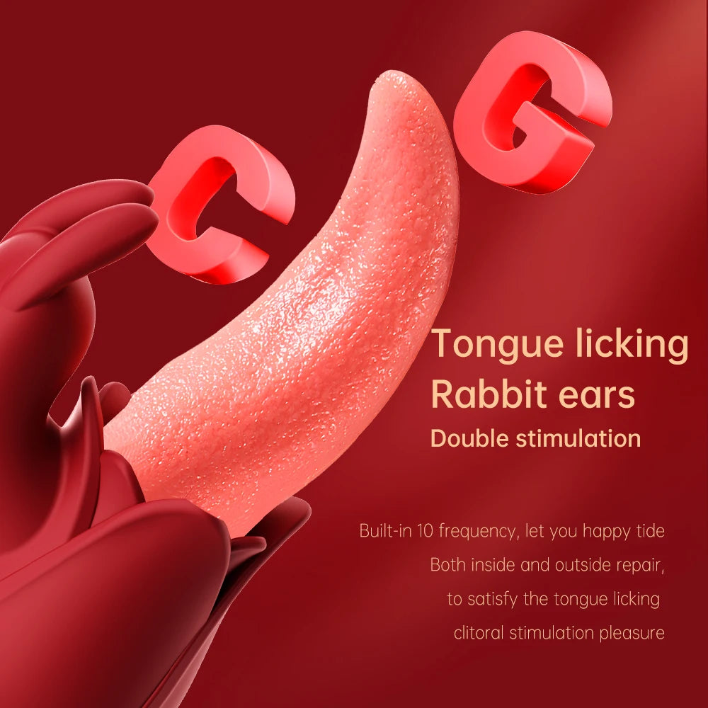Realistic Tongue Licking Vibrator G-spot Nipple Double Stimulator  Rabbit Vibrator for G-Spot Orgasm Massage Adult Toy for Women