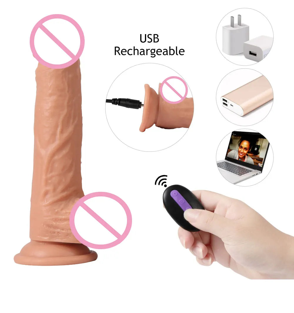 Thrusting Dildo Vibrator Sex Toy Black Realistic Vibrating Dildos G-spot Anal Stimulation Vibrating Dildo for Women Masturbation