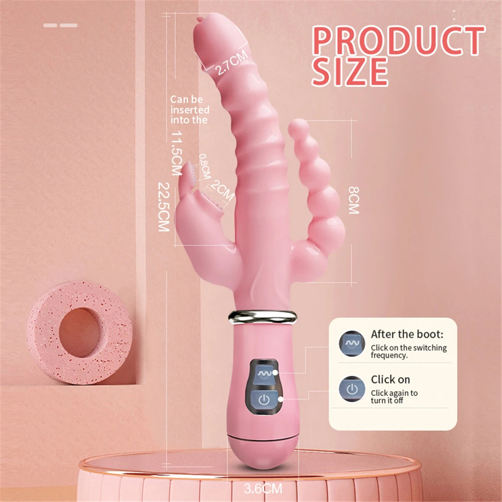 3 in 1 Vibrators for Women 12 Mode Vibrating Anal Tongue Licking Clitoris Stimulator G spot Massager Erotic Sex Toys for Women