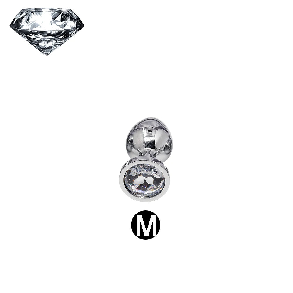 Small Anal Plug Diamond Jewel Butt Plug Metal Anal Sex Toys Big Buttplug Tail Stopper Anus Massage Prostate/Vagina Stimulator