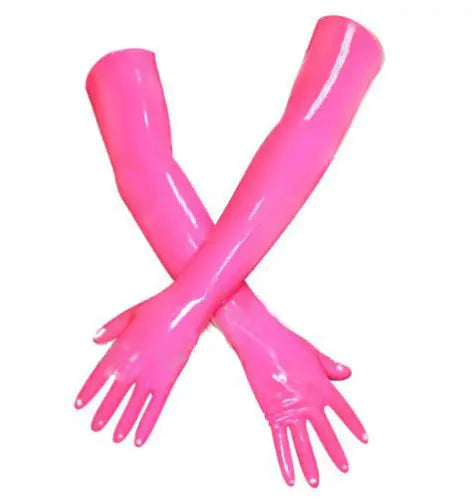 Sexy Black Women Slim Module Seamless Latex Long Gloves Fetish Arm Length