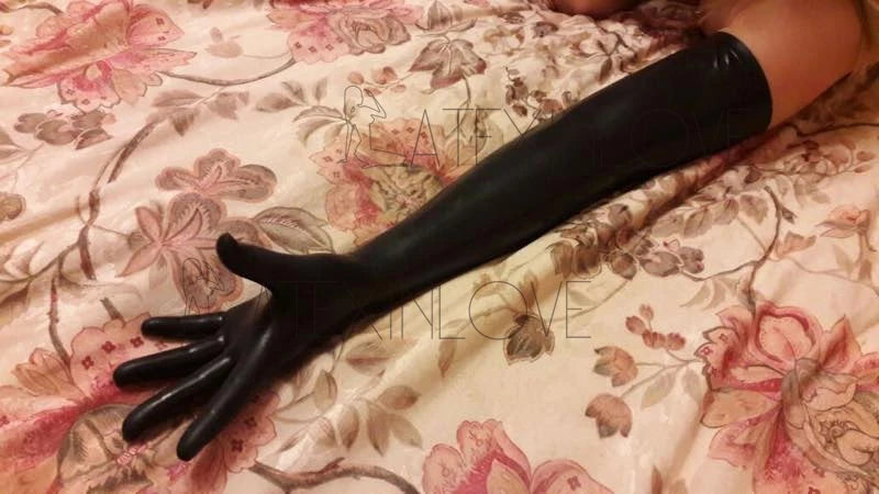 Sexy Black Women Slim Module Seamless Latex Long Gloves Fetish Arm Length