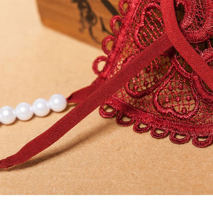 Adults Games Sex Toys of Lace Thongs G String Panties with Sexy Pearl Massaging Bead Crotchless T-back for Fetish Lingerie Flirt
