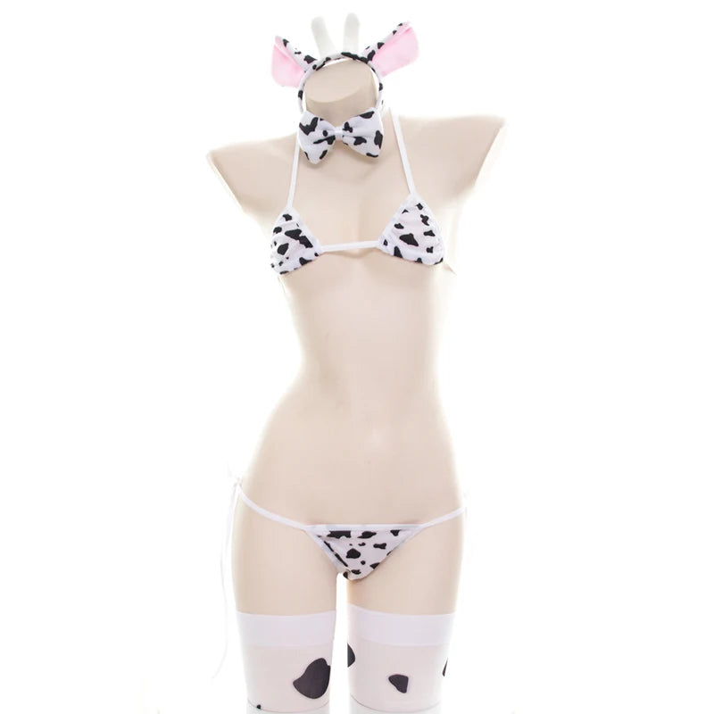 AniLV Anime Cartoon Cow Series Bodysuit Underwear Maid Unifrom Costume Kawaii Girl Bikini Swimsuit Set Outfit Cosplay