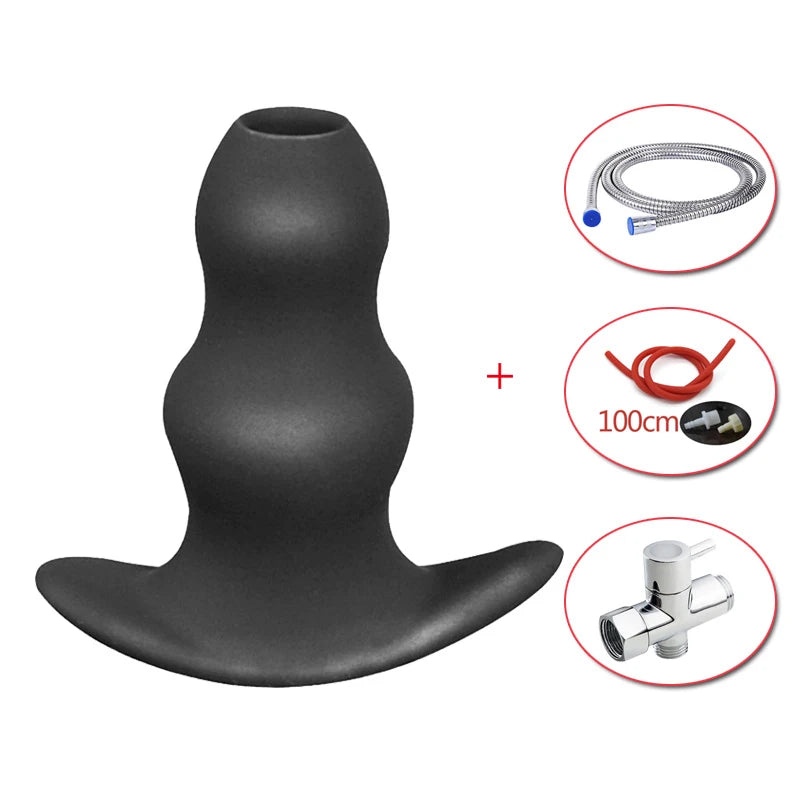 Silicone Anal Expanding Plug Bidet Wash Enema Anal Cleaning Buttplug Retention Nozzle Enema Anus Dilator Anal Enlarge Shower