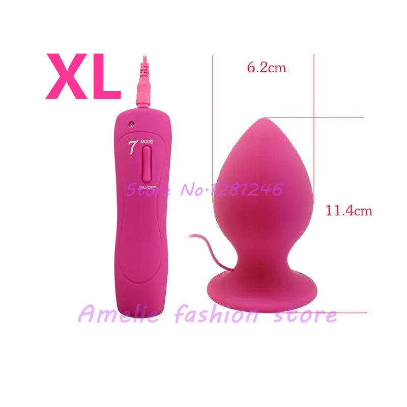 Super Big Size 7 Mode Vibrating Silicone Butt Plug Large Anal Vibrator Huge Anal Plug Unisex Erotic Toys Sex Products L XL XXL