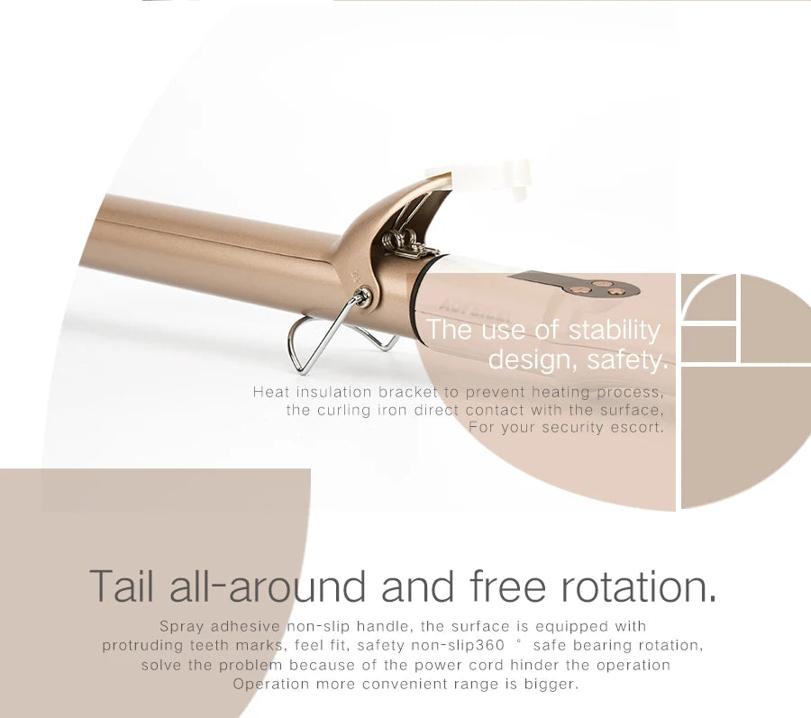 2025 New Electric Hair Curler with LCD Screen Digital Curling Iron Hair Curlers Irons 19-38mm Professional Curling Iron Curler