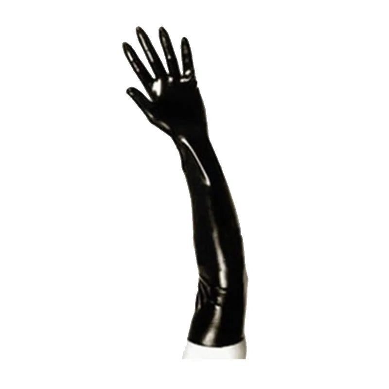 Sexy Black Women Slim Module Seamless Latex Long Gloves Fetish Arm Length