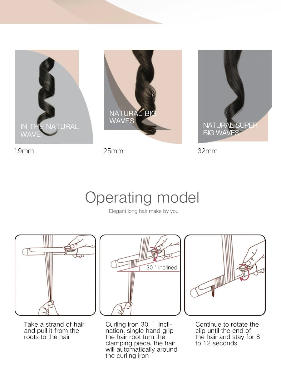 2025 New Electric Hair Curler with LCD Screen Digital Curling Iron Hair Curlers Irons 19-38mm Professional Curling Iron Curler