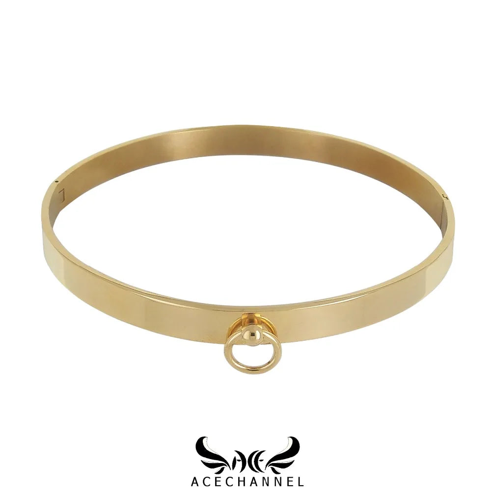 Polished Stainless Steel Slave Choker Necklace Gold Black Silver Color Fetish Wear Women's Jewelry