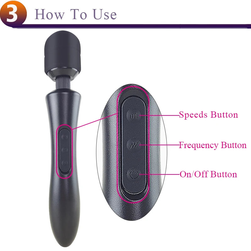 Huge Magic Wand Vibrators for women, USB Charge Big AV Stick Female G Spot Massager Clitoris Stimulator Adult Sex Toys for Woman