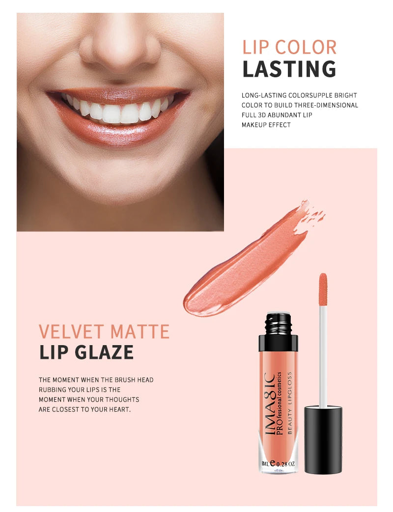 IMAGIC matte 28 color Sexy Matte Lipstick lipgloss Waterproof Long Lasting Gloss Beauty makeup lip gloss fashion lip