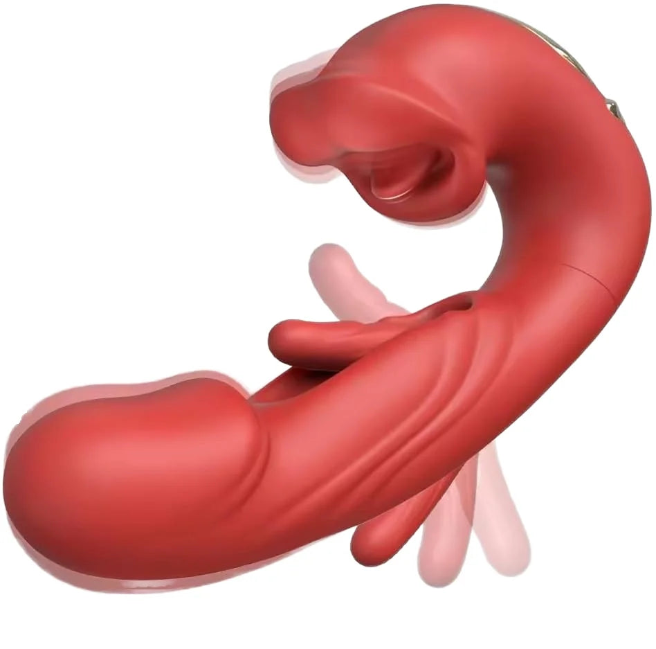 Drop Shipping 3 in 1 Realistic Tongue Licking and Slap Vibrator Clitoris Stimulation Female G Spot Orgasm Dildo Vibrator