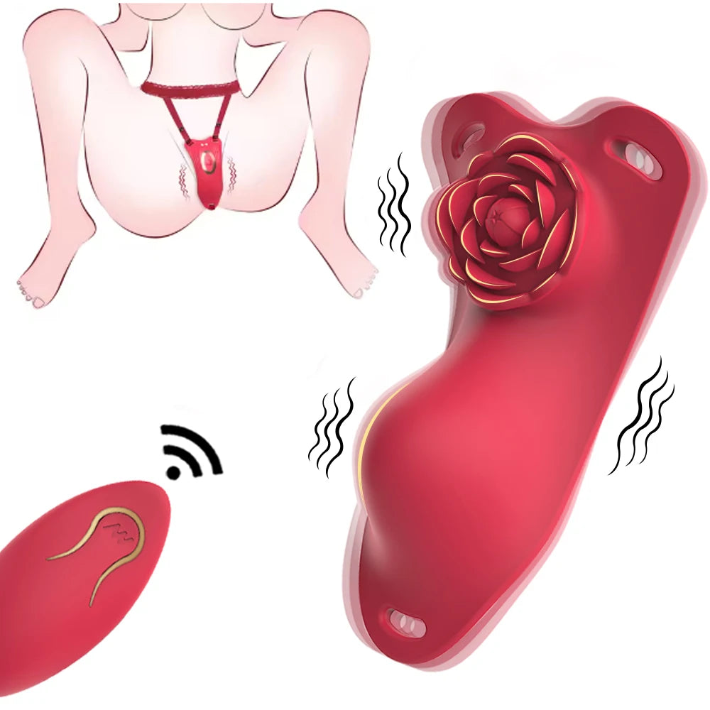 USB Adult Wearable Panty Vibrator with 10 Mode Remote Control Rose Vibrators for Men and Women's Sexual Pleasure