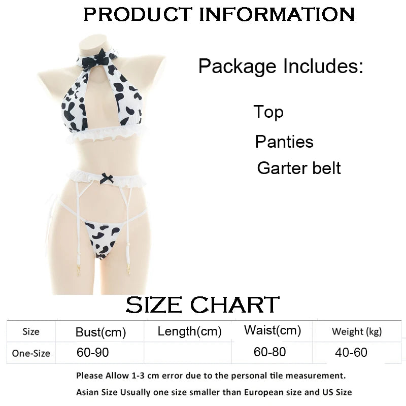 AniLV Anime Cartoon Cow Series Bodysuit Underwear Maid Unifrom Costume Kawaii Girl Bikini Swimsuit Set Outfit Cosplay