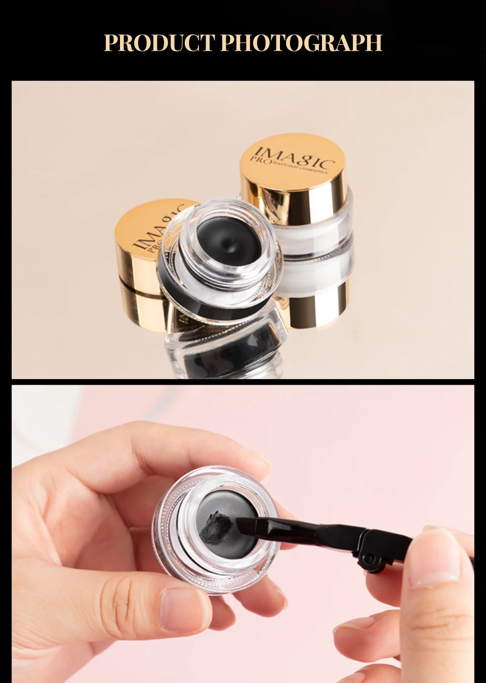 IMAGIC Eyeliner Waterproof Eyeliner Gel Makeup Cosmetic Gel Eye Liner With Brush 24 Hours Long-lasting  Eye Liner Kit