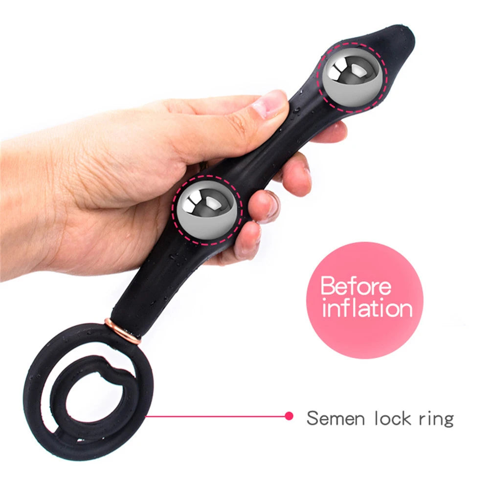 Inflatable Anal Plug Built-in Steel Ball Dildo Huge Buttplug Prostate Massage Sex Toy For Women Men Anus Expander Pump
