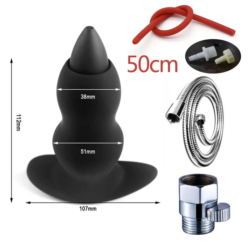 Silicone Anal Expanding Plug Bidet Wash Enema Anal Cleaning Buttplug Retention Nozzle Enema Anus Dilator Anal Enlarge Shower