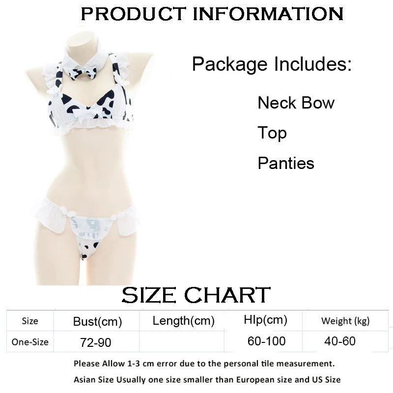 AniLV Anime Cartoon Cow Series Bodysuit Underwear Maid Unifrom Costume Kawaii Girl Bikini Swimsuit Set Outfit Cosplay