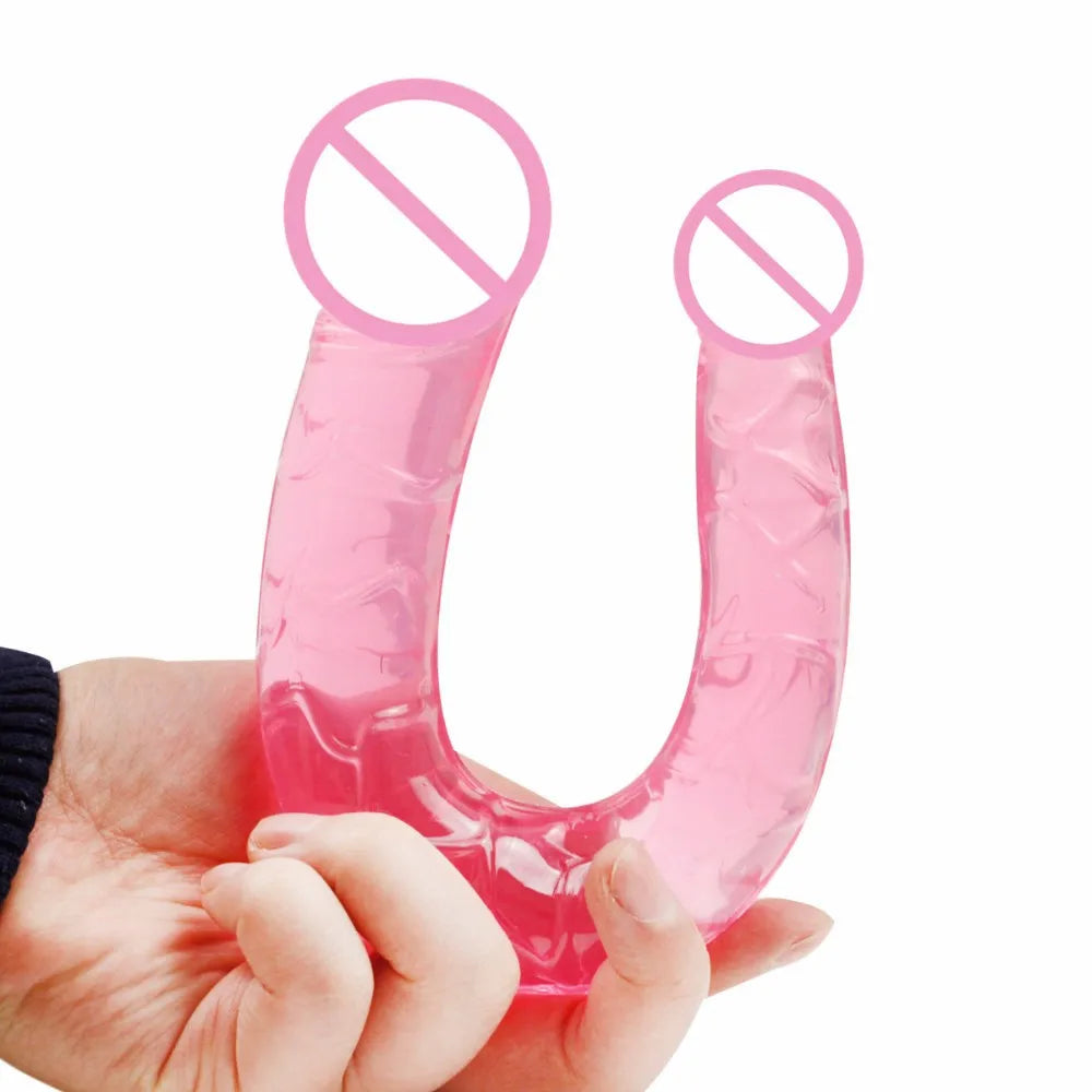 Double Head Silicone Long Penis Jelly Realistic Dildo Flexible Female Pussy Vagina Anal Masturbator Sex Toy Lesbian Cock Lovetoy