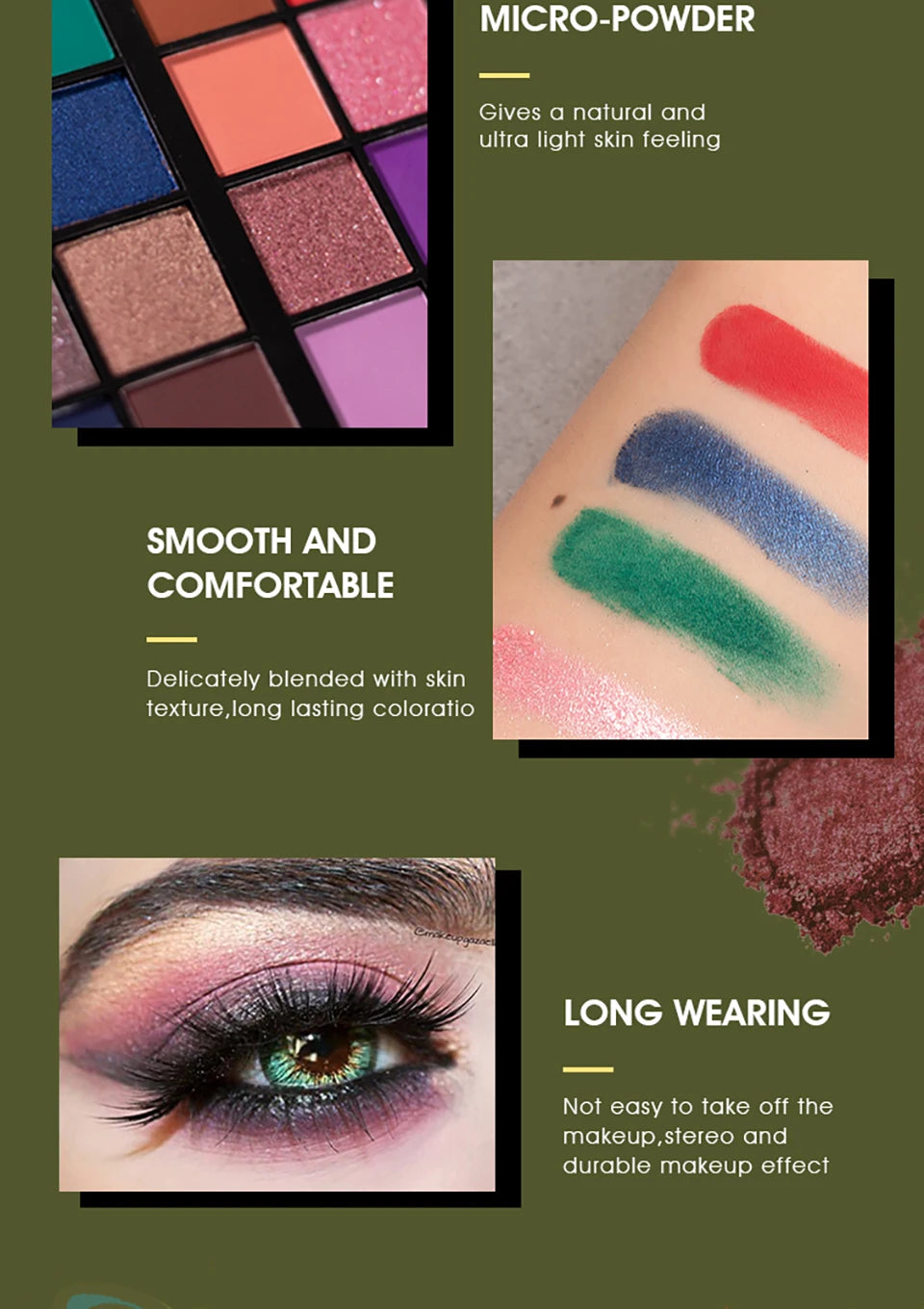 IMAGIC Eyeshadow Palette Matte Make Up Palette Highlight Blus Shimmer Pearlescent Waterproof  Eye shadow Powder And Body Paint