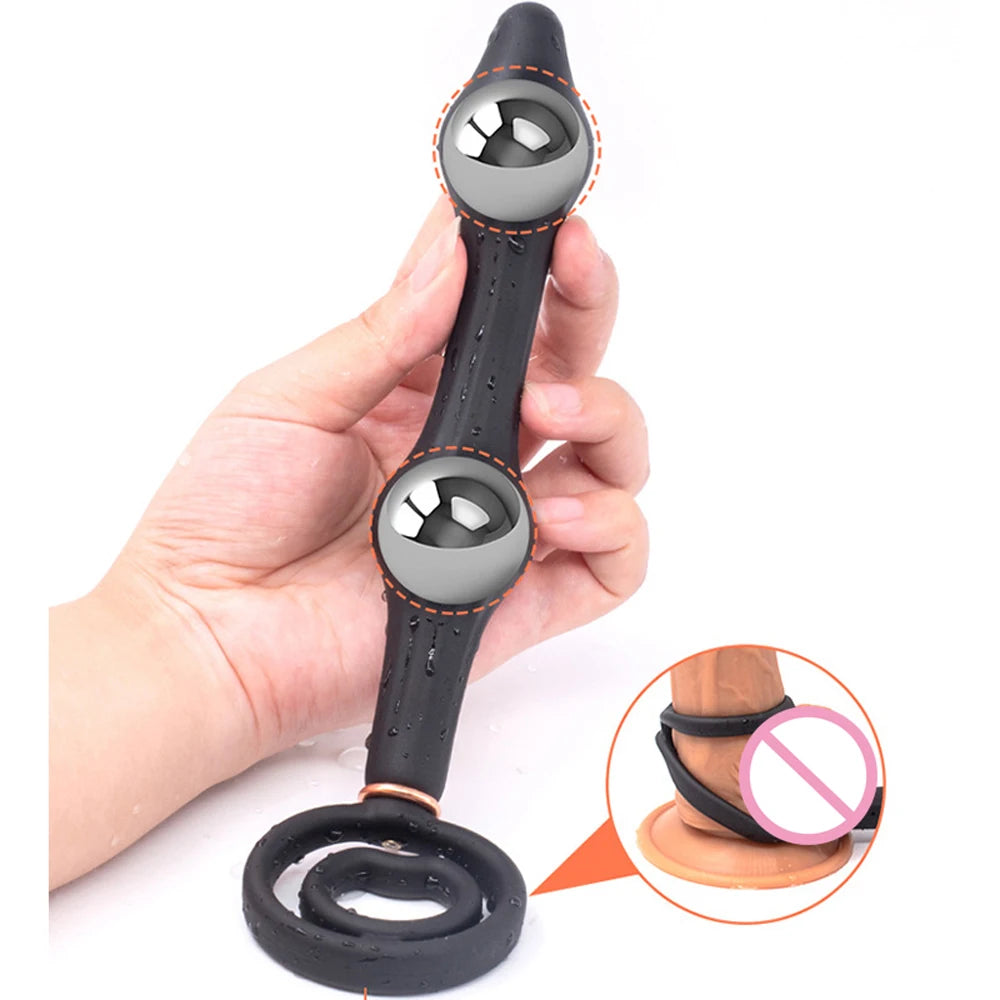 Inflatable Anal Plug Built-in Steel Ball Dildo Huge Buttplug Prostate Massage Sex Toy For Women Men Anus Expander Pump