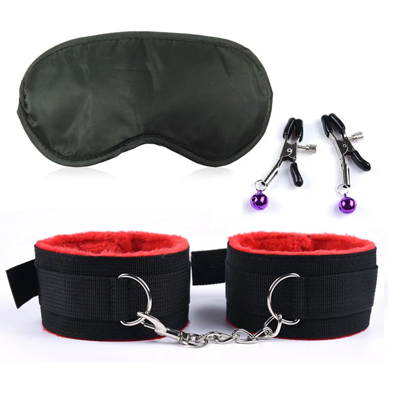 Adult Sex Products Erotic Bondage Bed Games BDSM Sex Bondage Set Women Handcuffs Ankle Cuff Restraints Sex Toys For Couples