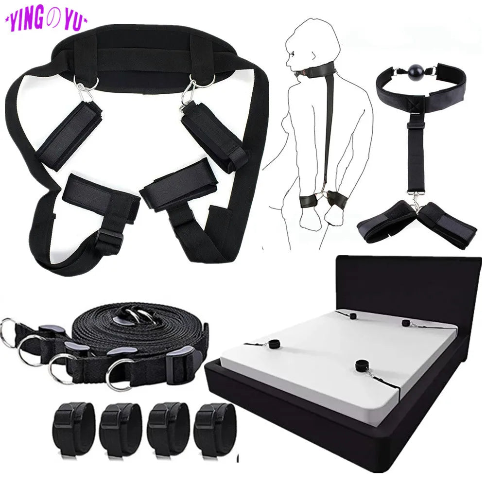 Adults Games BDSM Bondage Gear Set Handcuffs Ankle Cuff Restraints Erotic Products Sex Toys For Woman Couples Sex Furniture Shop