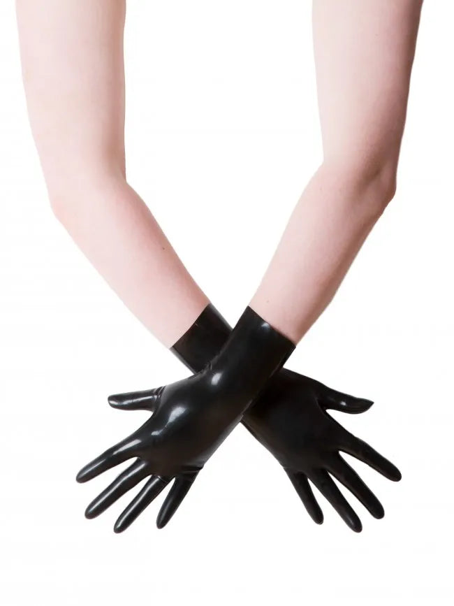 Chlorated Unisex Short Latex Gloves Mittens Fetish Slim Finger Wrist Length Seamless 3D