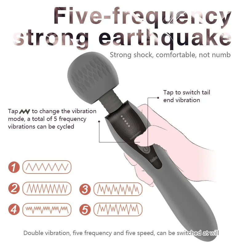 5 Kinds Of Frequency Control Powerful Vibrator Sex Machine Double Motor AV Wand Vaginal Pussy Masturbation Sex Toy For Women