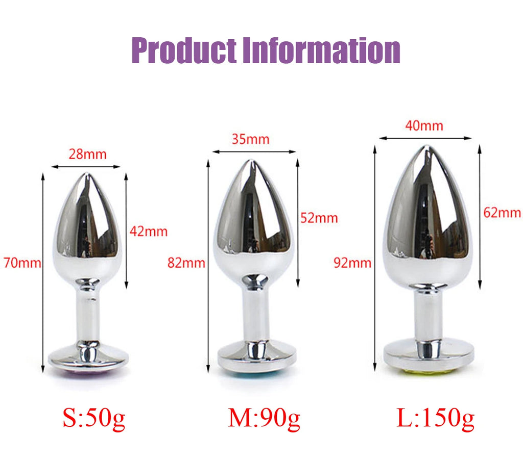 Metal Anal Plug Stainless Steel Butt Plug With Jewelry Colorful Crystal Anus Plug Anal Bead Adults Sex Toys for Women Adult Game