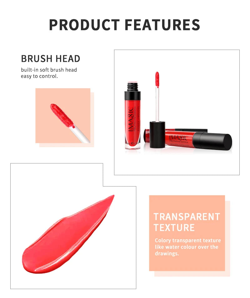 IMAGIC 1pcs matte  Sexy 28 color Matte Lipstick lipgloss Waterproof Long Lasting Gloss Beauty makeup lip gloss fashion lip
