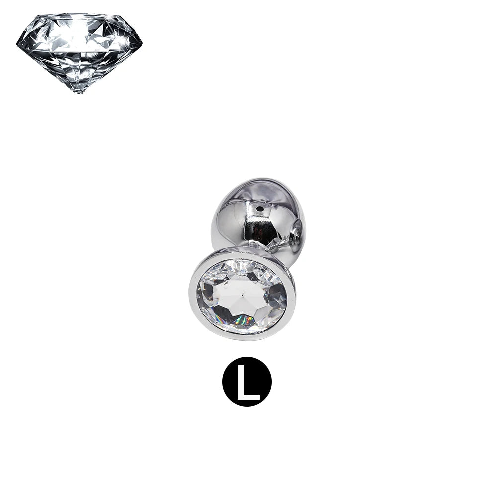 Small Anal Plug Diamond Jewel Butt Plug Metal Anal Sex Toys Big Buttplug Tail Stopper Anus Massage Prostate/Vagina Stimulator