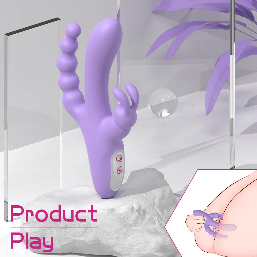 New Arrival Medical Silicone+ABS 9-frequency Vibration G-spot and Anus Stimulus Rabbit Vibrators