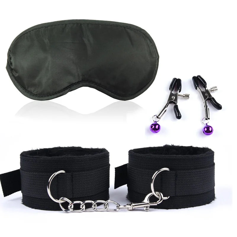 Adult Sex Products Erotic Bondage Bed Games BDSM Sex Bondage Set Women Handcuffs Ankle Cuff Restraints Sex Toys For Couples