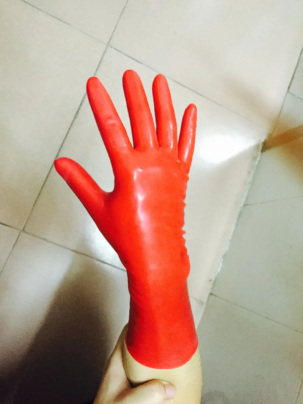 Chlorated Unisex Short Latex Gloves Mittens Fetish Slim Finger Wrist Length Seamless 3D