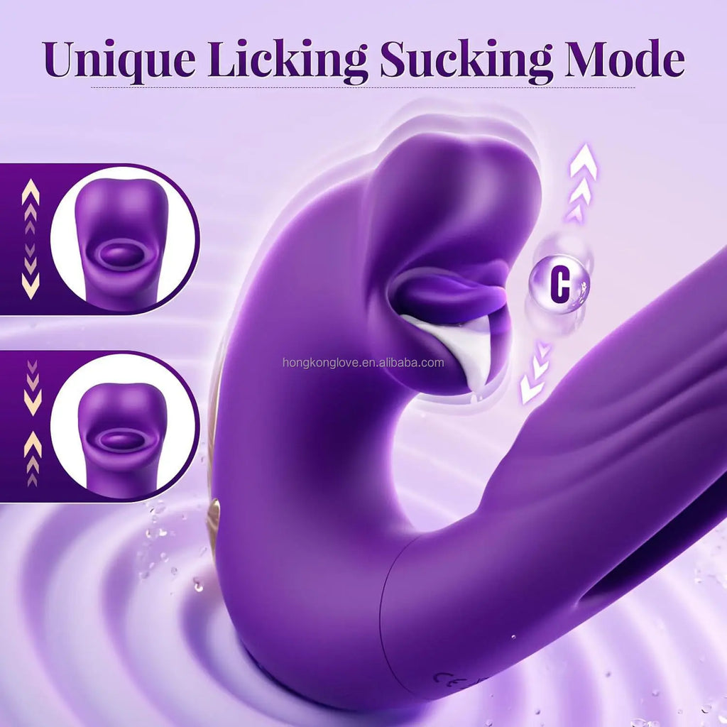 Drop Shipping 3 in 1 Realistic Tongue Licking and Slap Vibrator Clitoris Stimulation Female G Spot Orgasm Dildo Vibrator