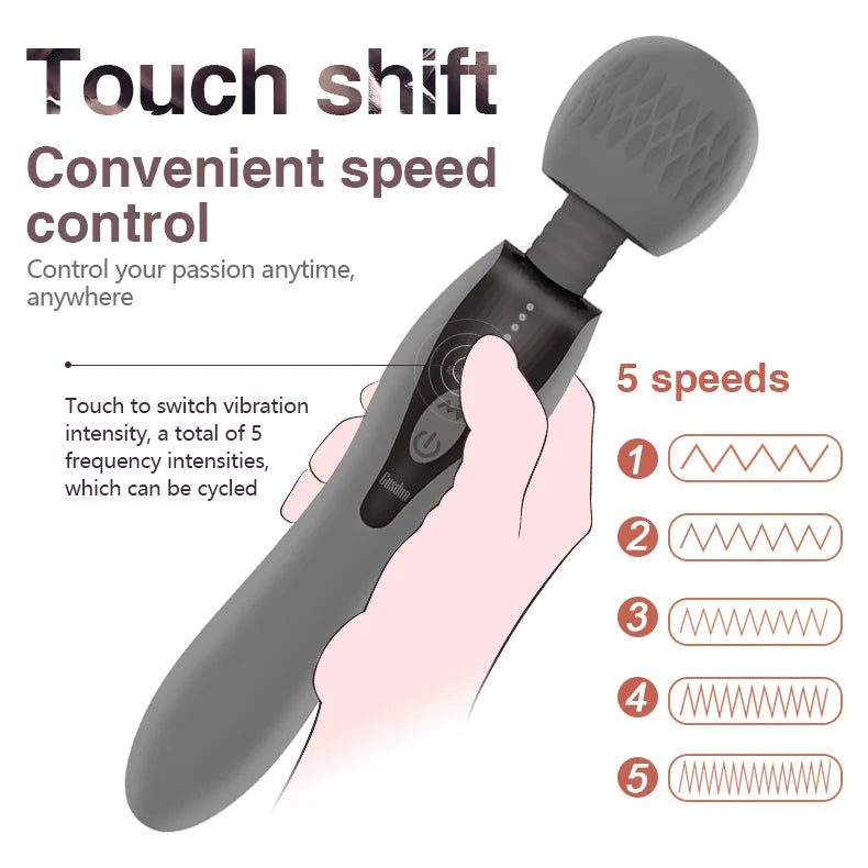 5 Kinds Of Frequency Control Powerful Vibrator Sex Machine Double Motor AV Wand Vaginal Pussy Masturbation Sex Toy For Women