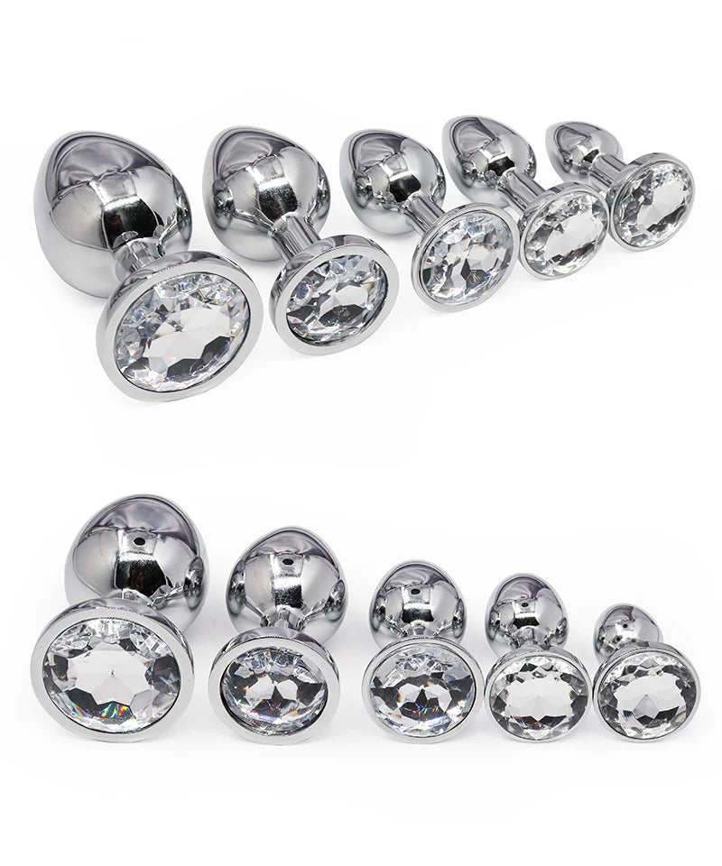 Small Anal Plug Diamond Jewel Butt Plug Metal Anal Sex Toys Big Buttplug Tail Stopper Anus Massage Prostate/Vagina Stimulator