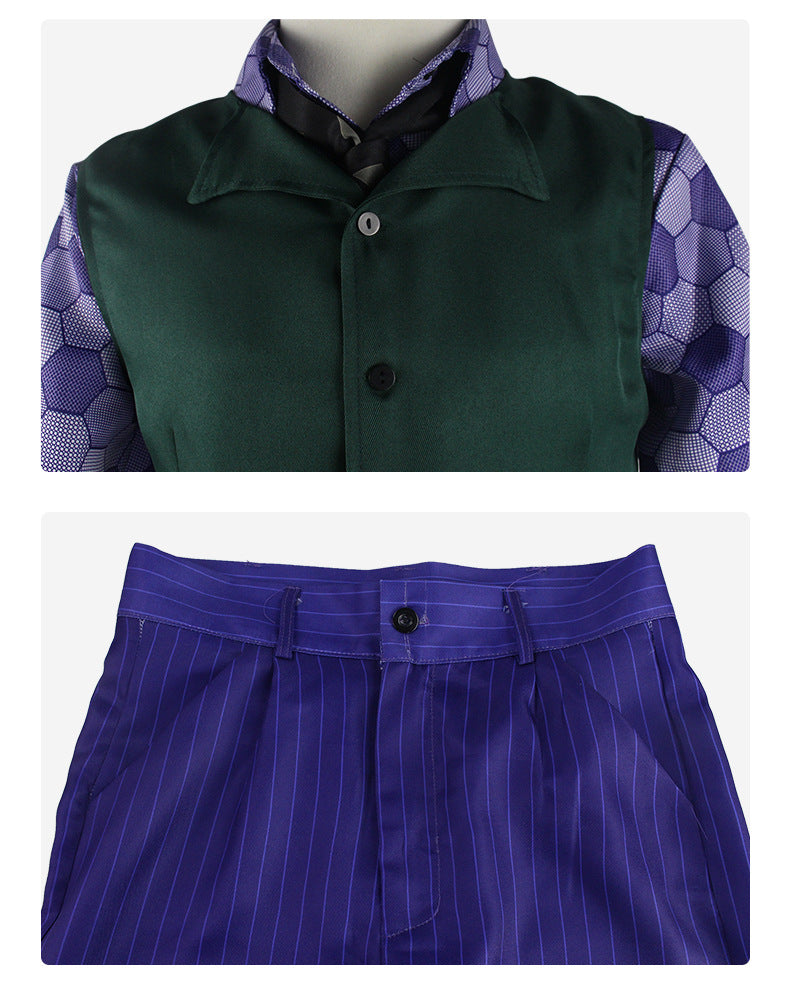 The Joker Cosplay Costume Clown full set Coat Shirt Vest Tie Suit Outfits Joker Full Set for Men Halloween Costumes