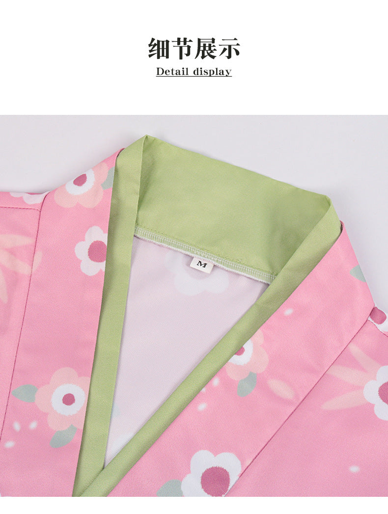 New Fashion Kanroji Mitsuri Cosplay Costume Pink Kimono Dress Outfits Halloween Carnival Party Disguise Women Suits