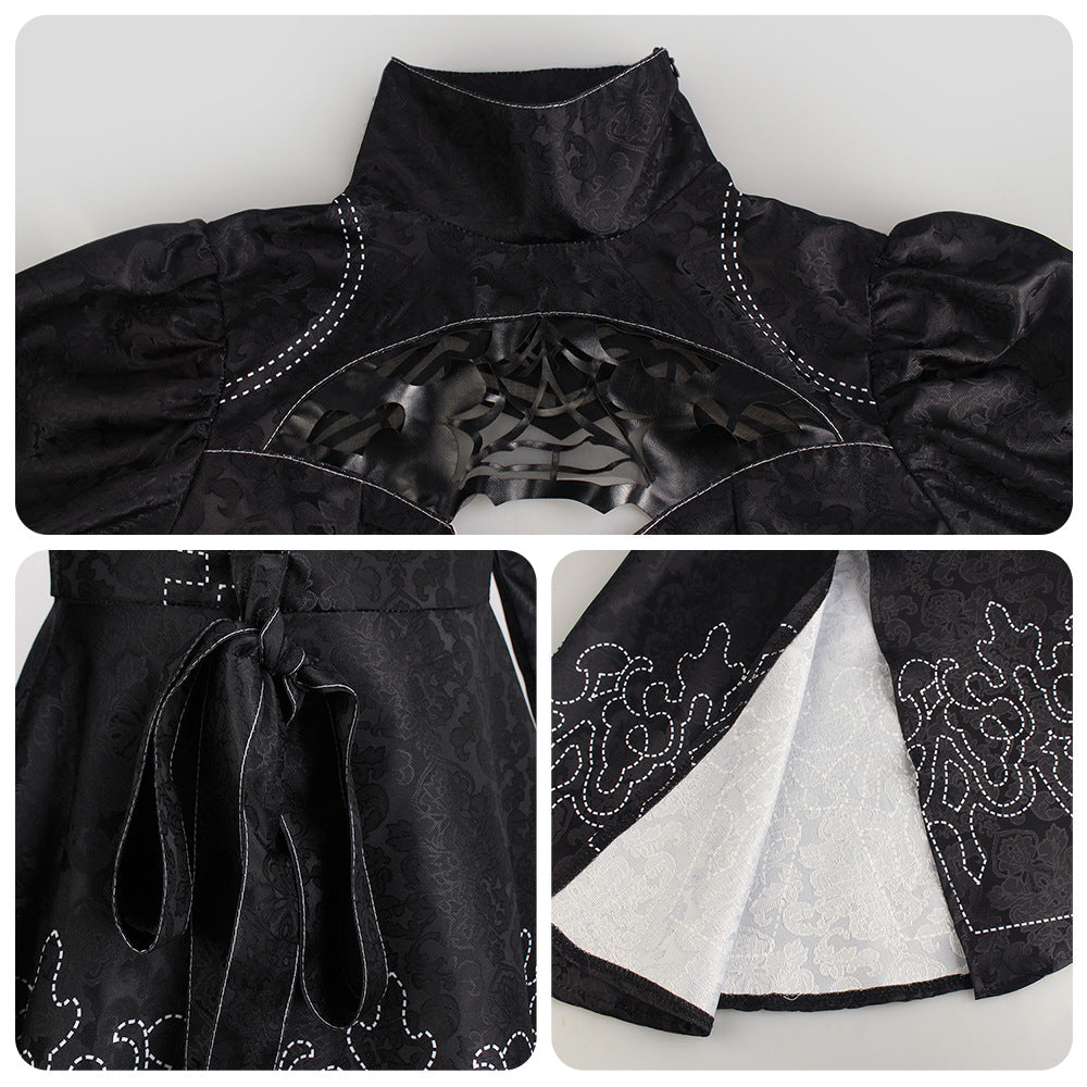 Big Size Yorha 2B Cosplay Costume Black Leotard Dress 2B Full Set Halloween Shojou Magical Girl Outfits Wig Gloves Eyemask Socks