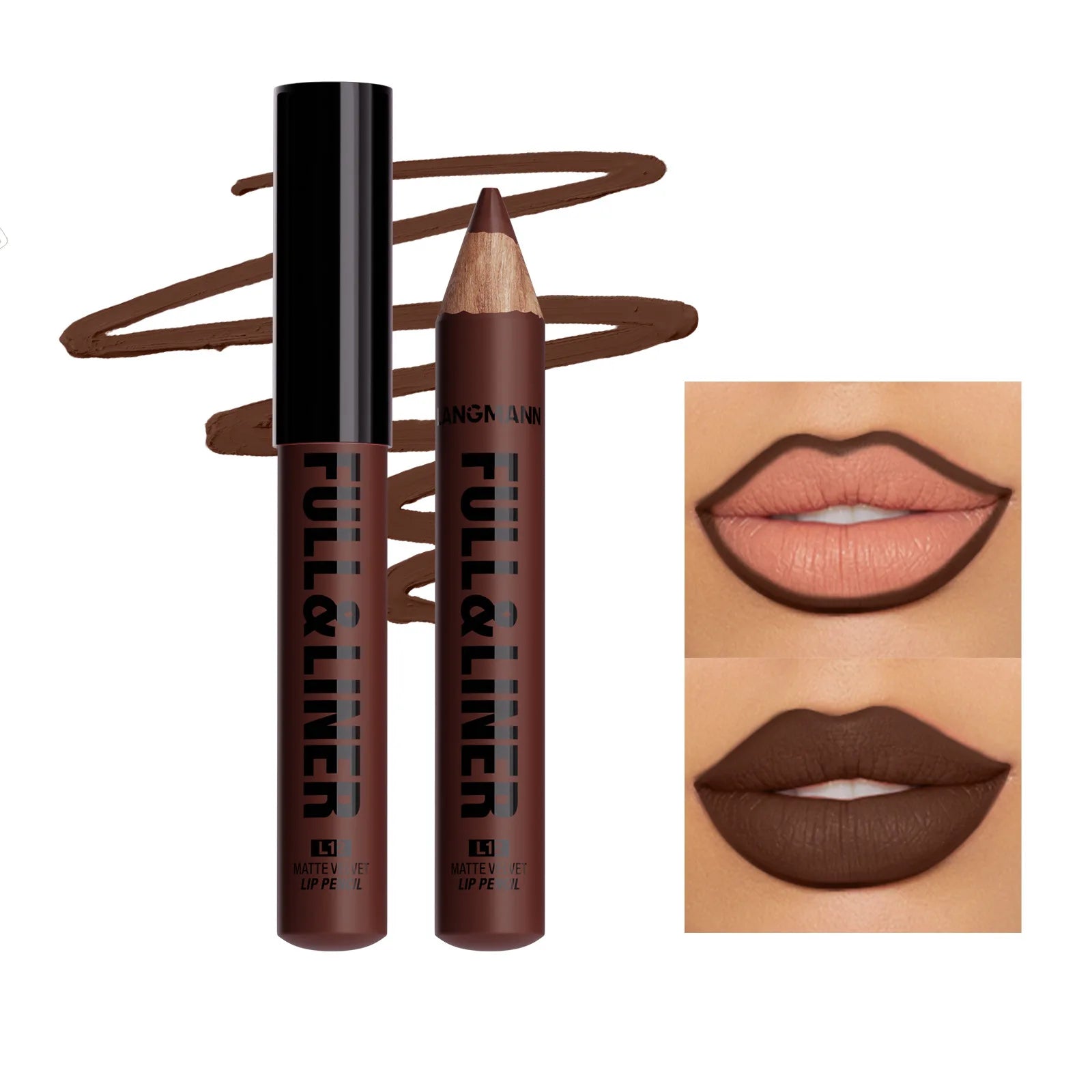 Wooden Matte Brown Lip Liner Pencil 12 Colors Velvet Nude Pink Lipstick Pencil Lasting Soft Smooth Lipliner Outline Lips Contour