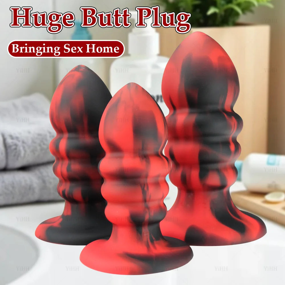 Anal Plug Dildo Huge Silicone Butt Plug Beads Big Penis Vaginal Anal Dilator Suction Cup Prostate Massage Anal Toy for Women Men