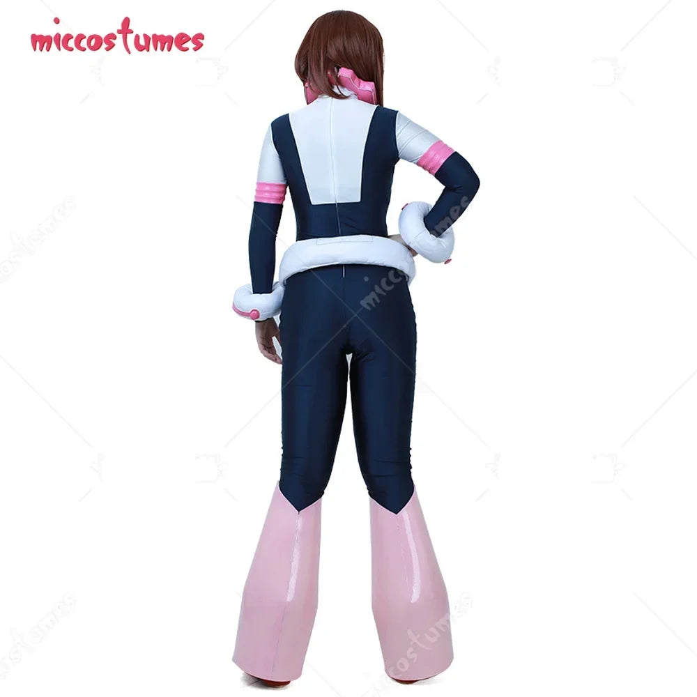 Miccostumes 24Hours Shipping Women's Anime Hero Uraraka Cosplay Suit Costume with Waist Piece and Neckwear