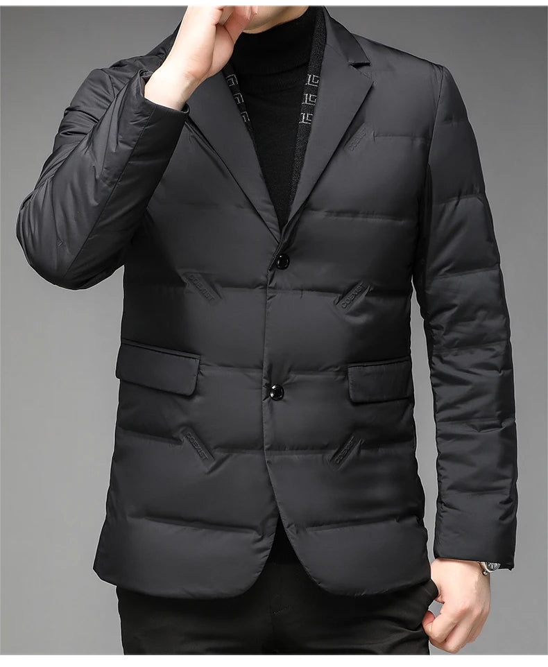 Men's Winter Fashion High-Quality down Jacket 90% White Duck down Warm Coat with Removable Scarf Suit Collar M-4XL Sizes