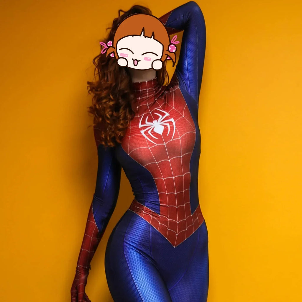 Woman Spiderman PS4 Game Superhero Cosplay Costume Halloween Bodysuit Zentai Suit Adult Party Jumpsuit