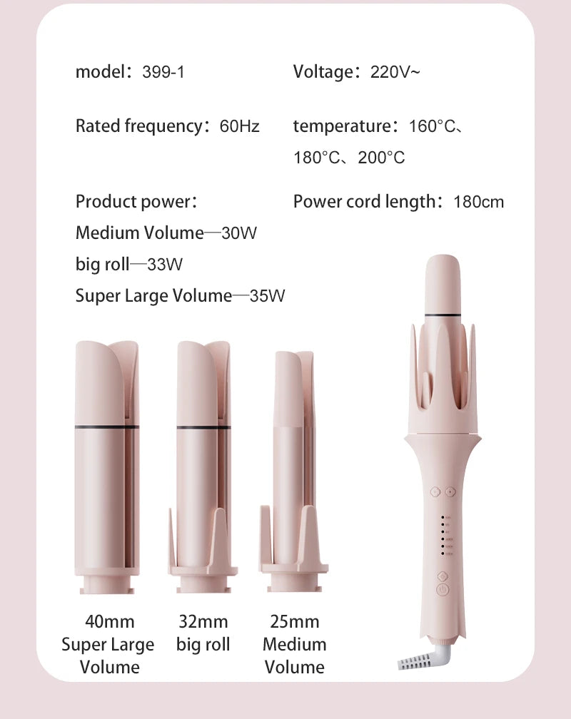 Automatic curling iron, 26-40mm curling styling set, suitable for all hair types, negative ion hair care curling tool,72h Hold