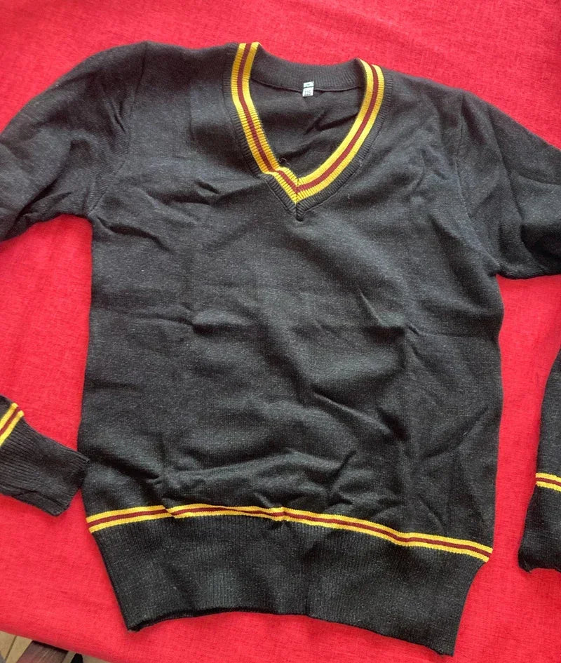 Cosplay Costume Magic School Hufflepuff Ravenclaw Slytherin Wizard V Neck Sweater Uniform Stripe Cotton Sleeveless Knitted Vest